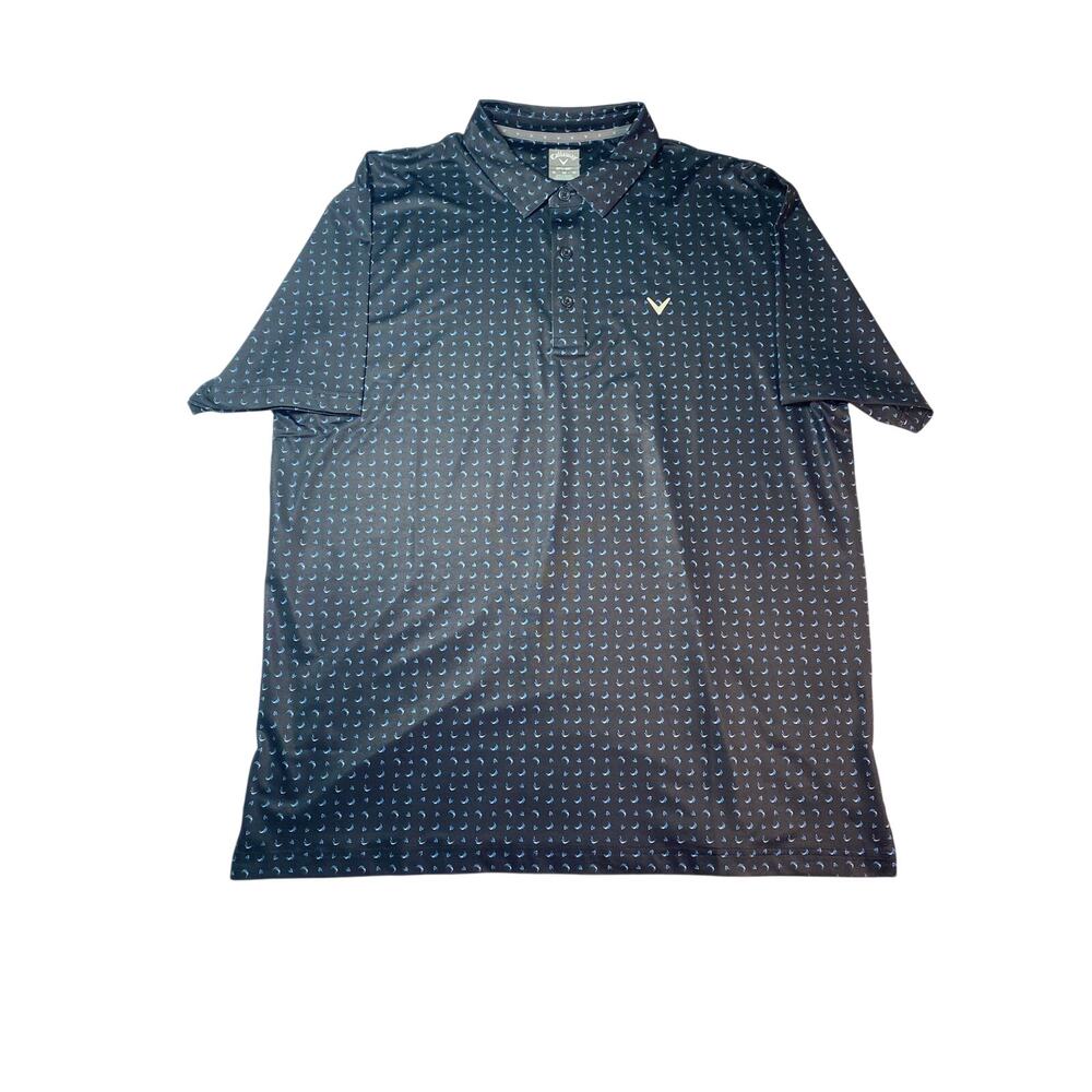 Callaway Opti‑Dry Men’s XL Golf Polo Navy Blue Geometric Performance Shirt